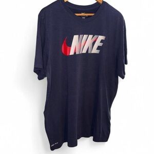Nike Dri-FIT Slub Block Swoosh Training T-Shirt Navy Blue Men’s Size XL